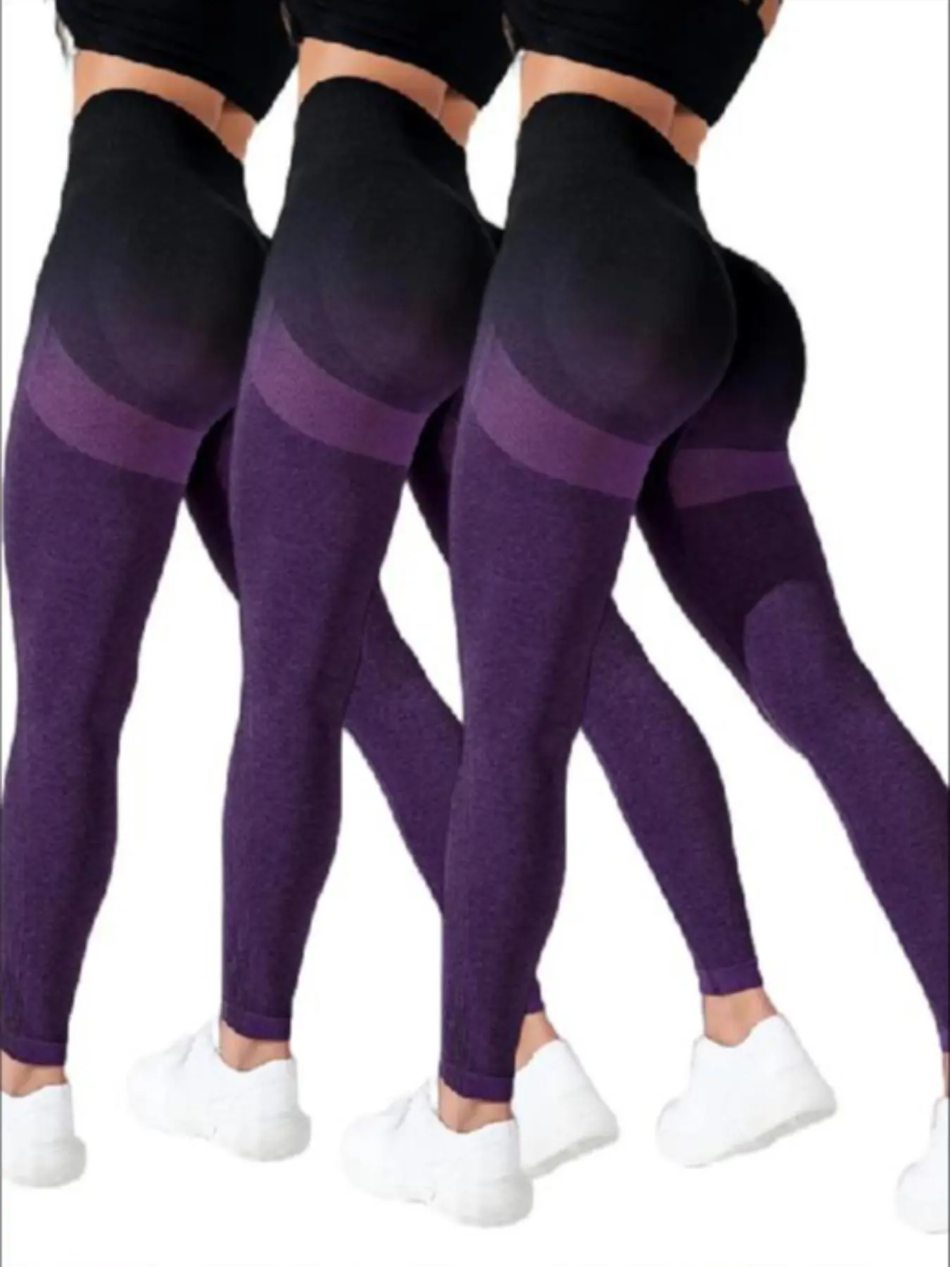 Sporty Women's Ombre Print High Waist Sports Leggings, Casual Comfy Breathable Skinny Pants for Yoga Gym Workout Running, Ladies Sportswear for All Seasons