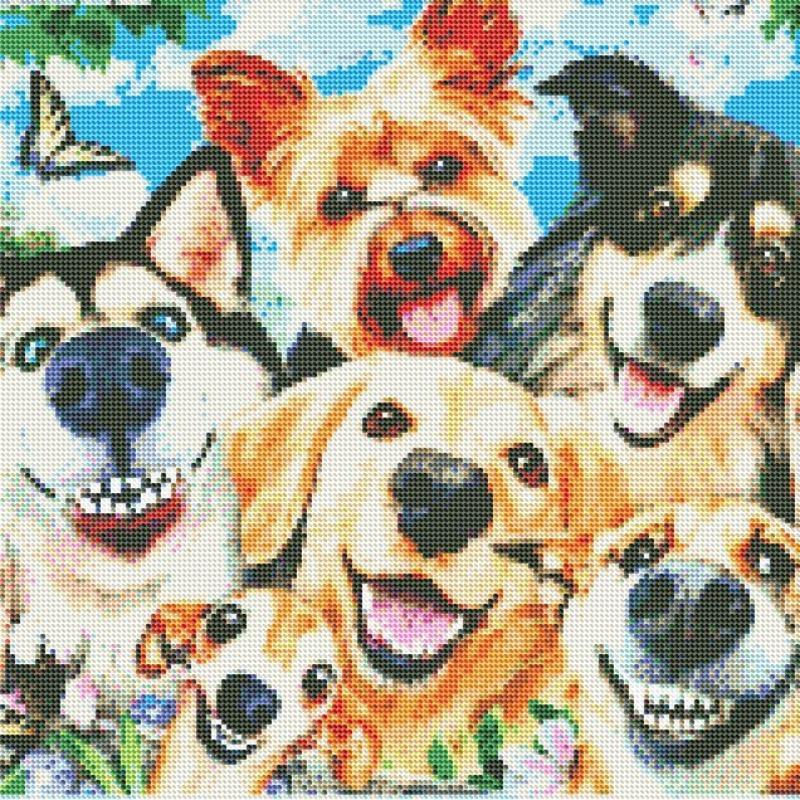 Dog Pattern Diamonds Art Colorful Painting Kit without Frame, 1 Set DIY Animals Diamonds Art Crafts with Painting Tool, Creative Wall Art Ornaments for Home Office Bedroom Decor 3