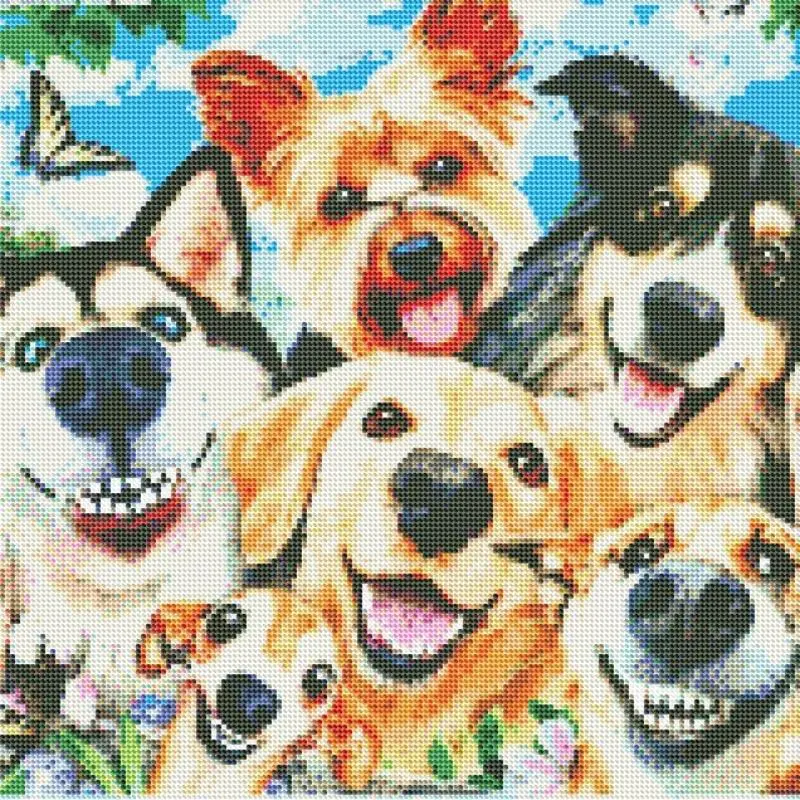 Dog Pattern Diamonds Art Colorful Painting Kit without Frame, 1 Set DIY Animals Diamonds Art Crafts with Painting Tool, Creative Wall Art Ornaments for Home Office Bedroom Decor 3
