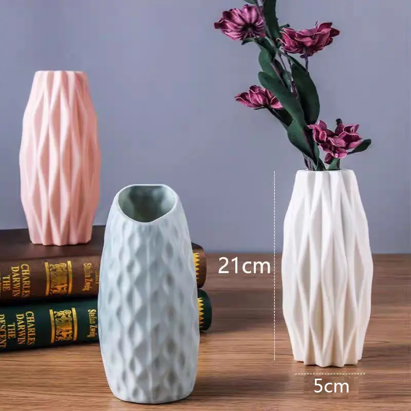 Nordic Flower Pot Plastic Vase Decor Ornaments Pink for Home and Garden