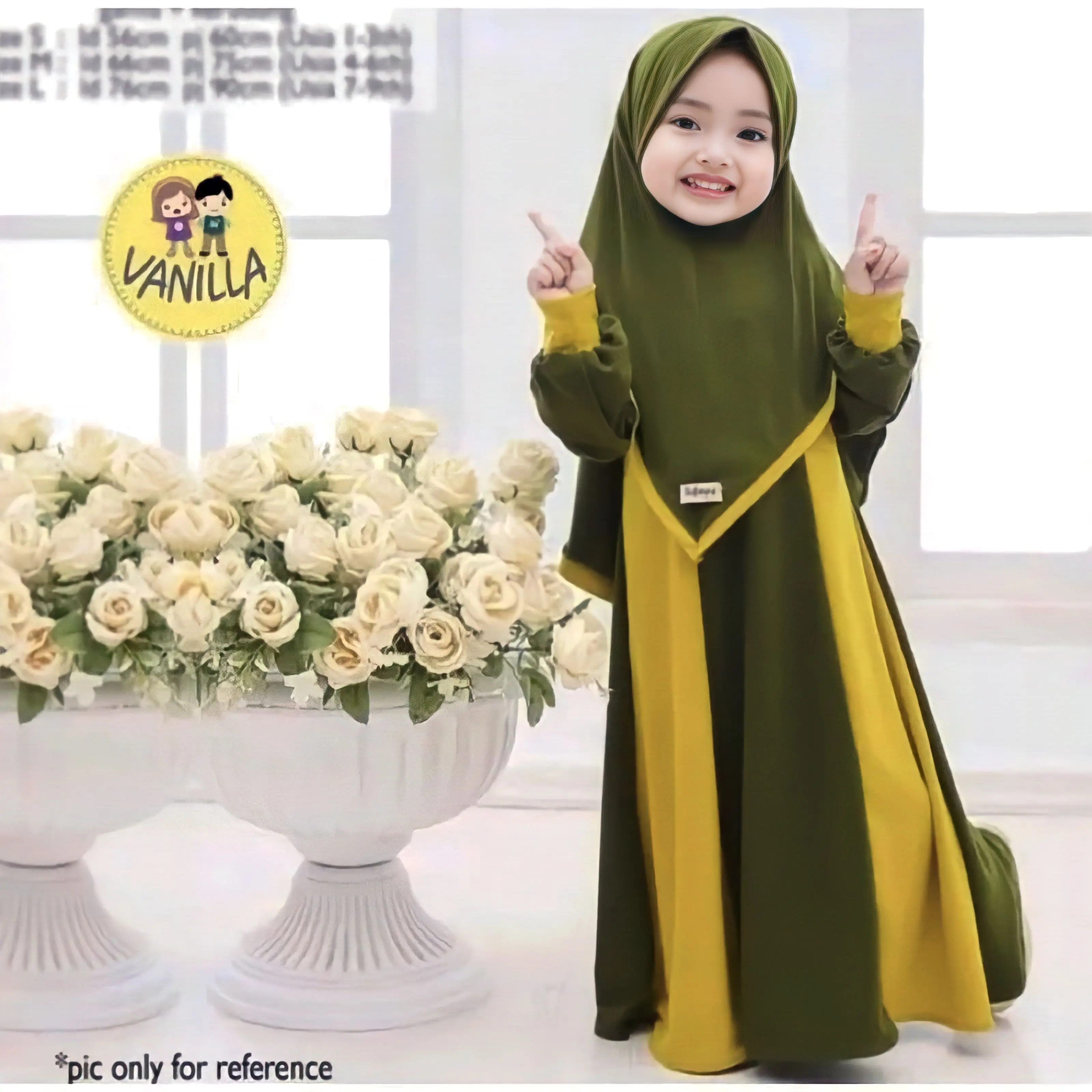Gamis Muslim Finza jersey 1-8 tahun tergantung anak jilbab baju Syari Dress
