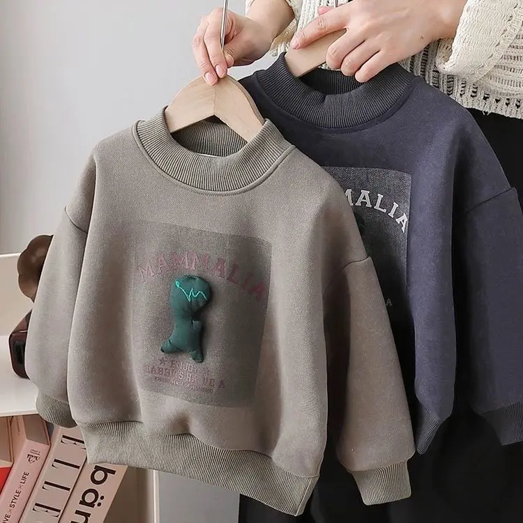 Áo Hoodie Cho Bé Trai, Lót Lông Cừu, Dày Dặn, Thích Hợp Cho Mùa Thu Và Mùa Đông, Hàng Mới Về 2024, Cho Trẻ Em Và Trẻ Mới Biết Đi, Áo Lớp Nền Áo Lót Lông Cừu Một Lớp, Cho Bé Trai
