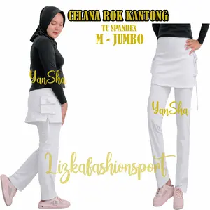 Celana Kekinian Viral/Celana Rok Kantong M L XL XXL Jumbo Wanita Berpori Nyaman Set Muslim Panjang