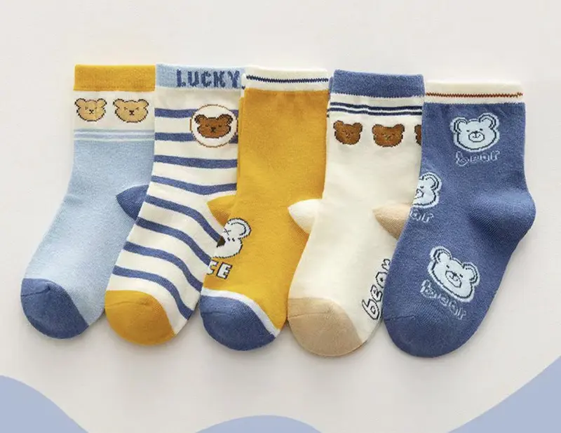 Set 5 Đôi Tất Vớ Cho Bé Trai Bé Gái Siêu Mềm Mại Êm Chân Phong Cách Dễ Thương 2