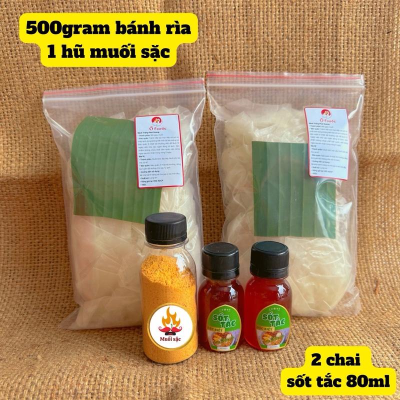 500Gram Bánh tráng rìa phơi sương muối sặc tôm nhuyễn vàng + sốt tắc sệt Gia Vị Chua Cay Nước Sốt