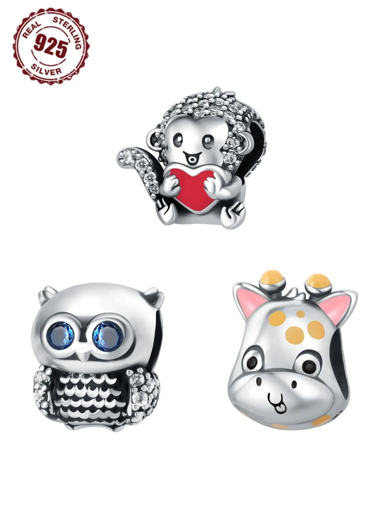925 Sterling Silver Cute Animal Design Bead, Fashionable Charm for DIY Bracelet & Necklace, Trendy All-match & Exquisite Jewelry for Birthday Gift