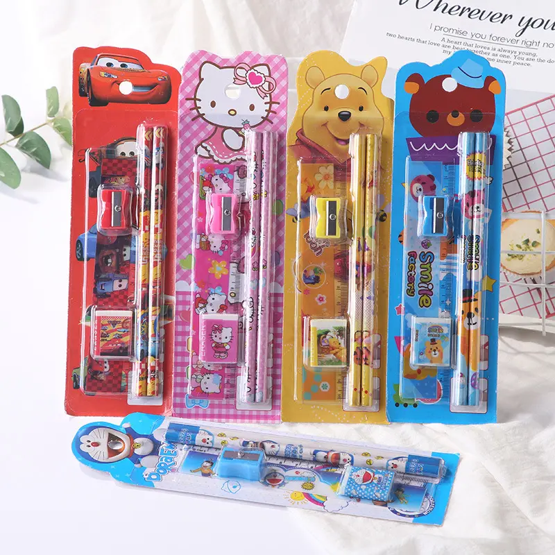 5 in 1 Kids Stationery Set Gift Children Pencil Set Portable Stationery Set Gift Pencil