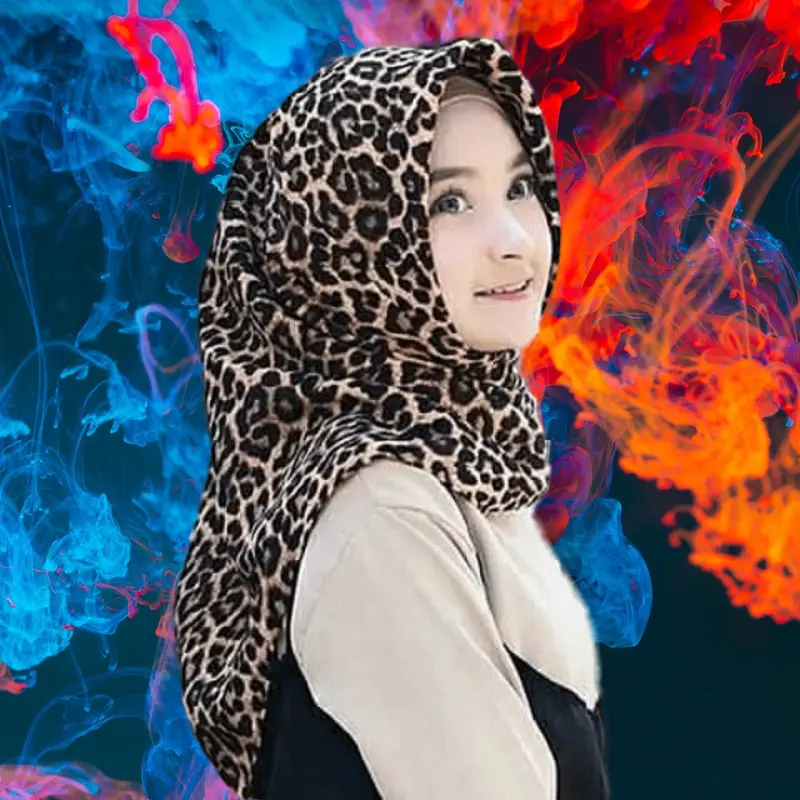 HIJAB SEGIEMPAT LEOPARD Empat Jilbab Macan 7