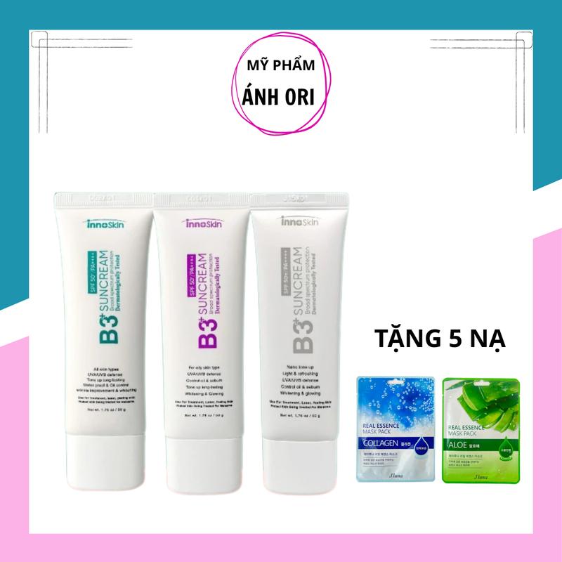Kem chống nắng phổ rộng InnoSkin b3 ba  màu  Sun Cream ( TẶNG 5  nạ Hàn Quốc )