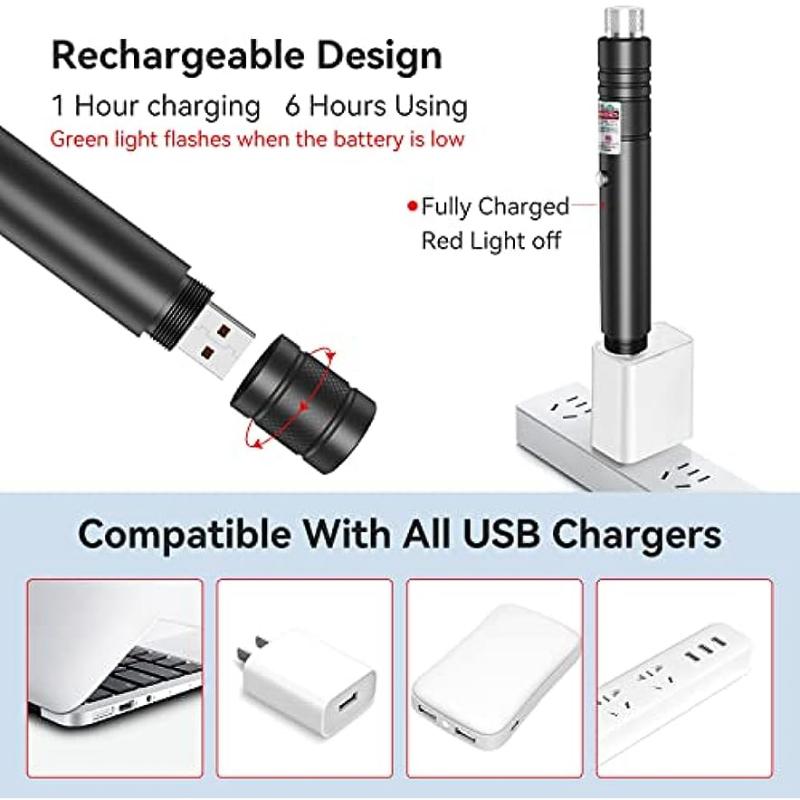 SG Ready Stock New USB charging USB 5MW 650nm green laser pointer black strong visible beam laser pointer 5