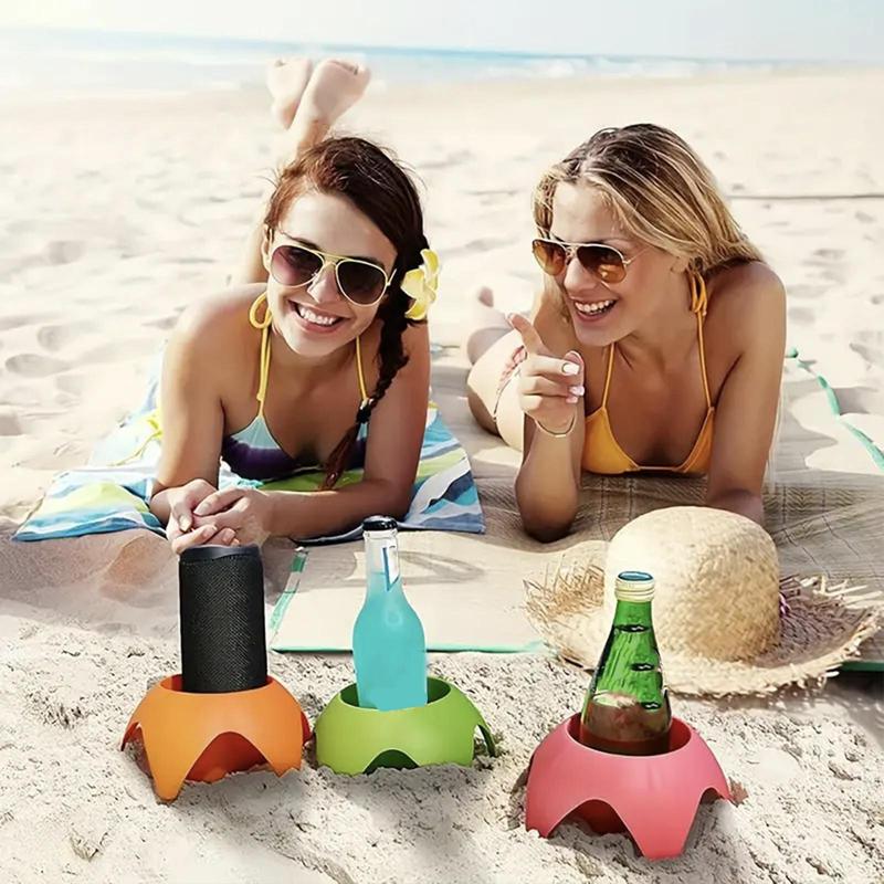 Plastic Beach Cup Holder, 5 Counts/set Outdoor Sand Drink Holder, Portable Beer Stand Accessories for Beach Parties and Camping 4