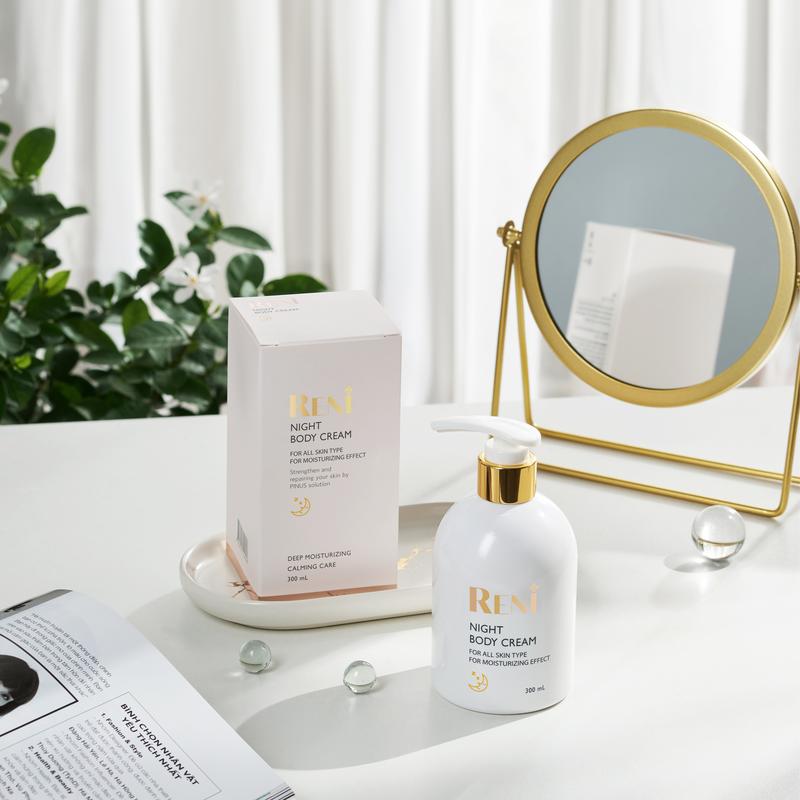 Kem dưỡng body Reni Night Body Cream hỗ trợ làm đẹp da, cấp ẩm phục hồi chuyên sâu ban đêm nữ (300ml) - V2H Cosmetics