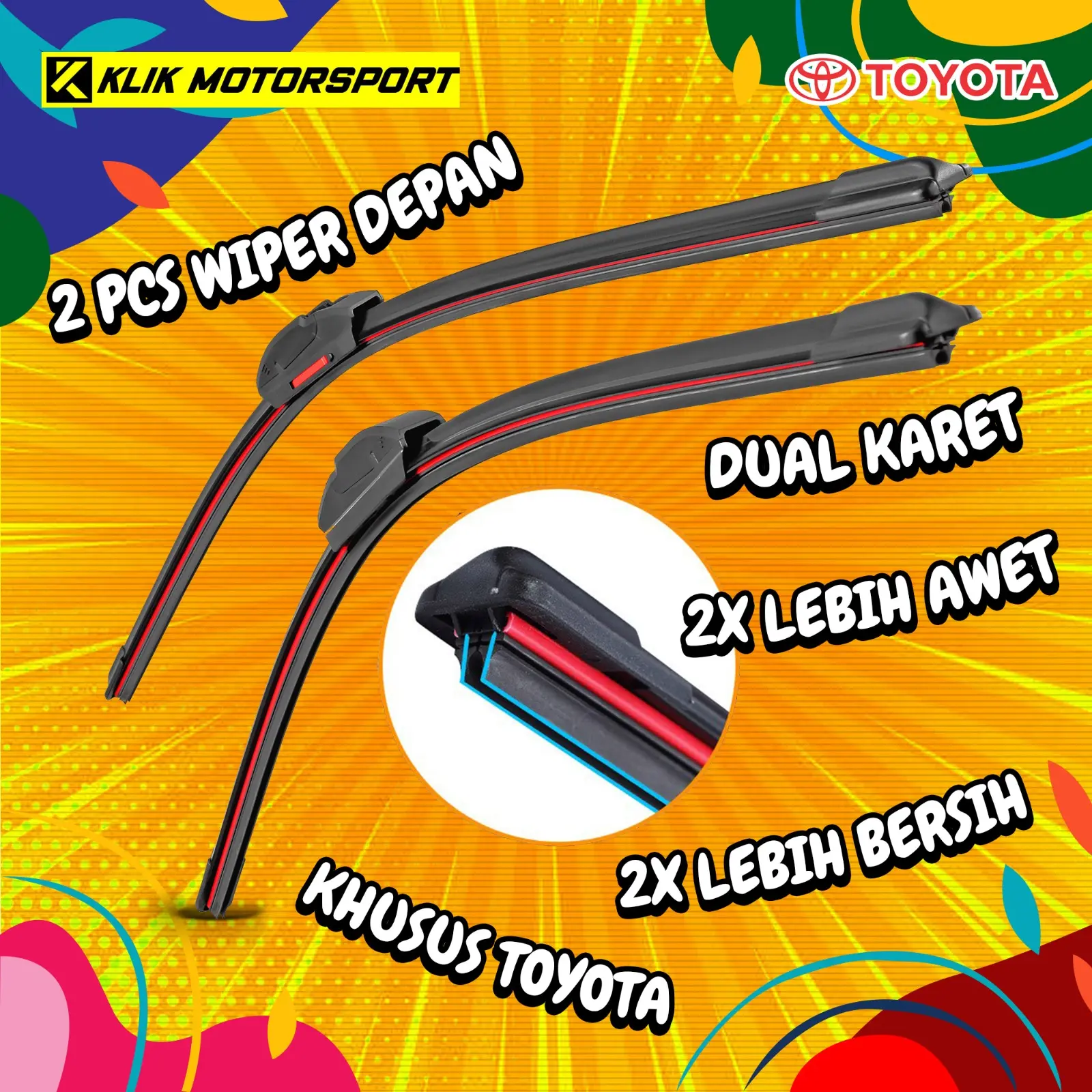 Wiper Dual Karet TOYOTA Wiper Mobil Double Blade 1 PASANG / 2 PCS