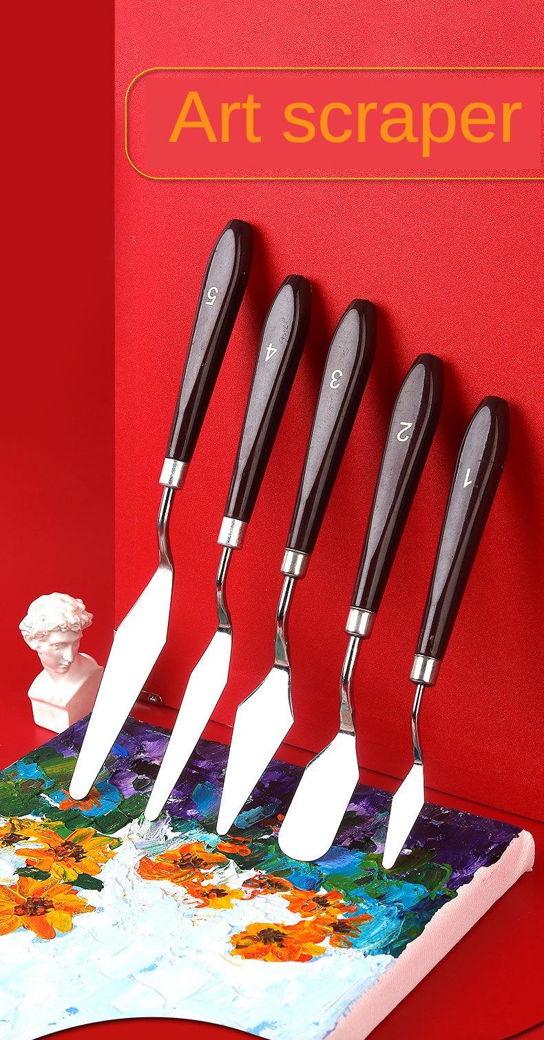 Product Introduction of Art Oil Painting Knife New Stainless Steel Toner Scraper Water Powder Paint Scraper 5-piece Set of Art Supplies 1