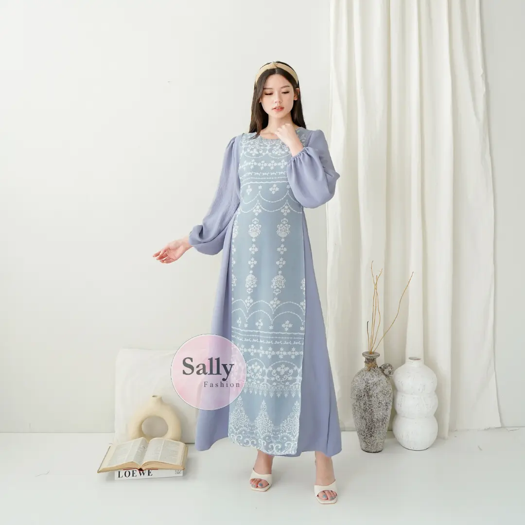 LANGSUNG KIRIM - SALLY - Dress sunny wanita cringkle premium - gaun wanita