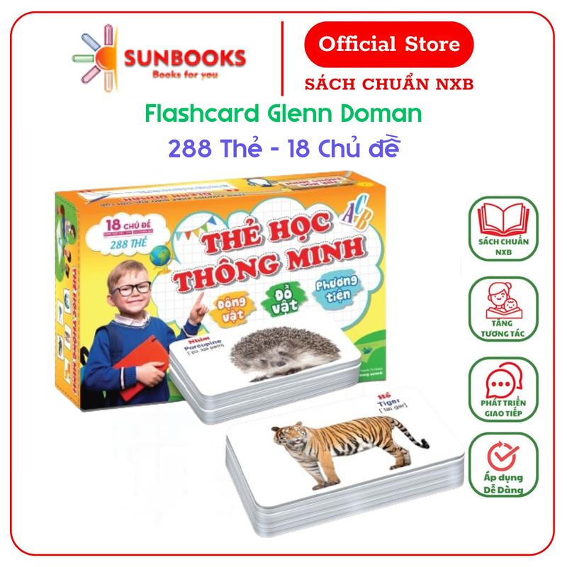  Bộ 288 Thẻ Học Thông Minh 18 Chủ Đề Loại Thẻ Vừa 12x16cm - Song Ngữ- Chuẩn Glenn Doman Flashcard Cho Bé Từ 0-6 Tuổi 