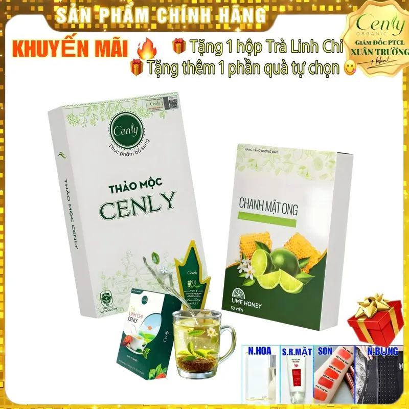 Combo_[Thảo Mộc Cenly Chanh Mật Ong & Trà linh Chi], sản phẩm bổ sung vitamin hỗ trợ giảm bớt sự thèm ăn, chăm sóc sắc đẹp 0