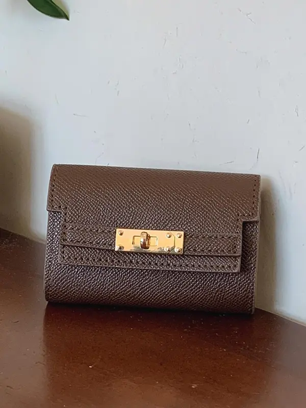 Women's Solid Color Litchi Embossed Wallet, Fashionable Multi Card Slot Wallet for Daily Used, Casual Trendy Versatile High-quality Daily Commuting Wallet 0
