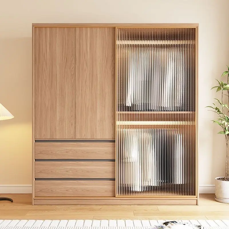 【SG Sellers】Cupboard Wardrobe Solid Wood Wardrobe Wardrobe With Drawers Simple Wardrobe  Sliding Door Wardrobe Clothes Storage Cabinet Wardrobe With Hanging Rod Drawers Sliding Doo