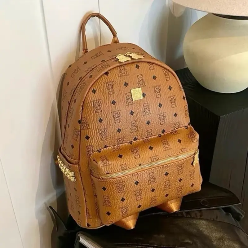 Balo gấu size40 chất liệu da tay khoá kéo bằng đồng xịn sò bản quai to 5cm quai bé 4cm đựng sách vở laptop ipad các loại 7