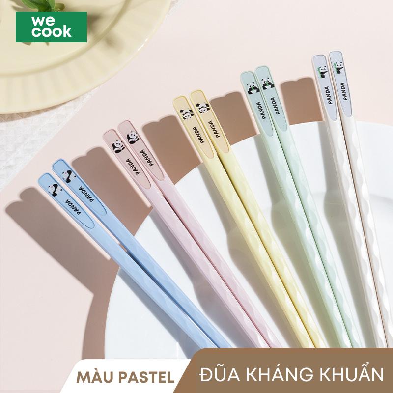 Bộ 5/10 Đôi Đũa Sợi Thuỷ Tinh Kháng Khuẩn Không Mốc Chống Trơn - Hoạ Tiết Gấu Trúc Panda (5 Màu Pastel) | 266