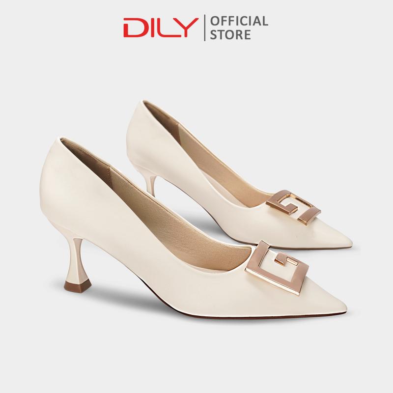 Giày cao gót nữ DILY gót nhọn công sở thanh lịch mũi nhọn đính khóa sang trọng cao 6.5cm DL0552