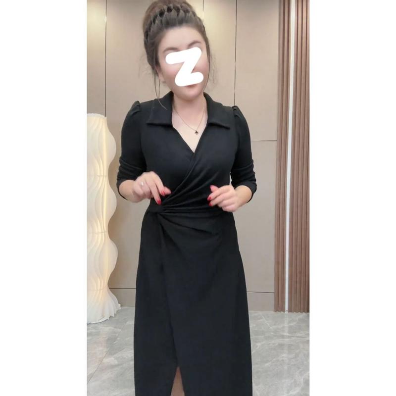 Đầm Bᶖgsize Thời Trang Nữ Bᶖgsize Đầm Bᶖgsize Xẻ Tà Thiết Kế Xoắn Và Xếp Eo Che Khuyết Điểm Tốt Đi Làm Đi Chơi Đều xᶖnh Đủ Size 50-90kg DA0037 4