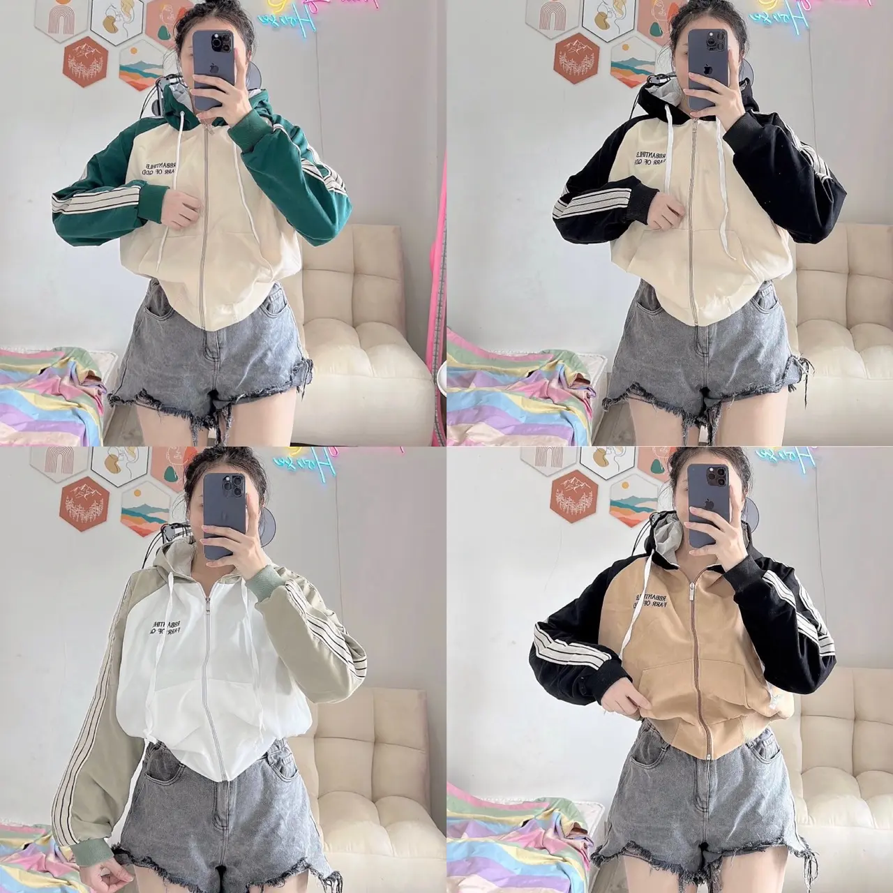 Áo khoác vải da lộn 2 lớp dáng lửng nữ croptop