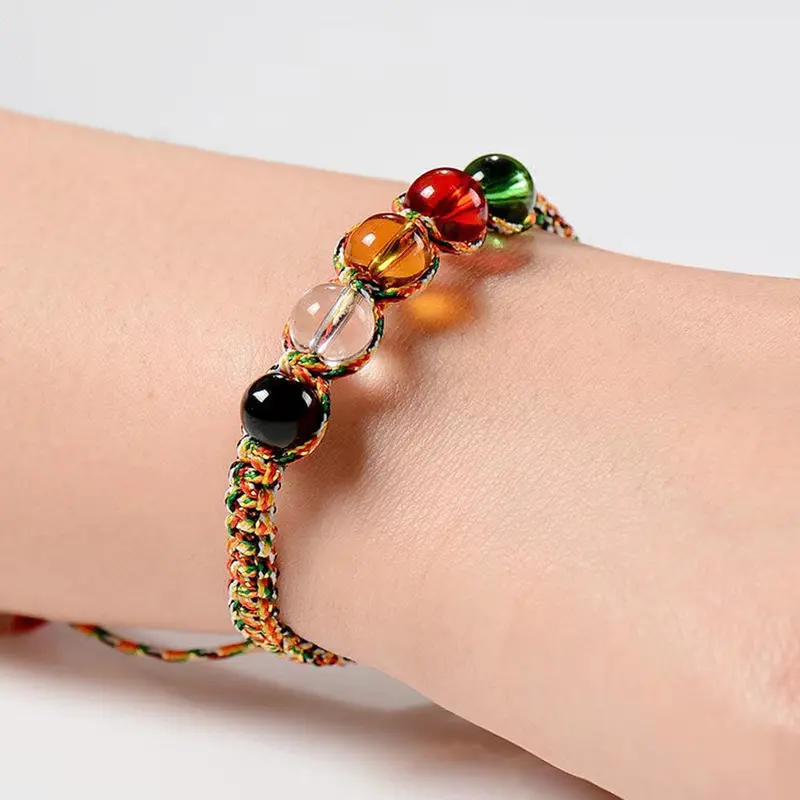 Vòng Tay Hạt Pha Lê Dây Thừng Buộc Thủ Công Phong Cách Boho, Dành Cho Phụ Nữ Và Trẻ Em Gái, Có Thể Điều Chỉnh, Vòng Tay Đính Cườm, Đồ Trang Sức Tay, Quà Tặng Bạn Bè, Hàng Mới Về 3