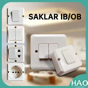 [HAO] Sakelar ON/OFF+Stop kontak Harga Super promo warna cream/Sakelar murah Kotak