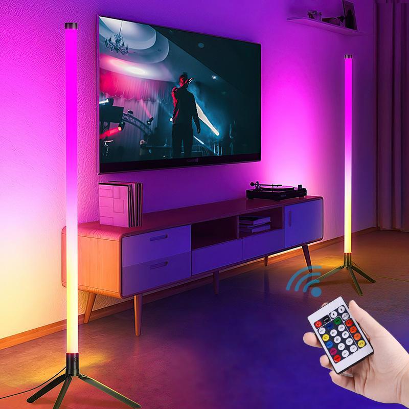 RGB LED Floor Lamp, Smart Remote Control Modern Corner Floor Lamp, USB Powered Atmosphere Standing Light, Modern LED Floor Lamp, LED Ambient Light For Home Bedroom Living Room Decor 1