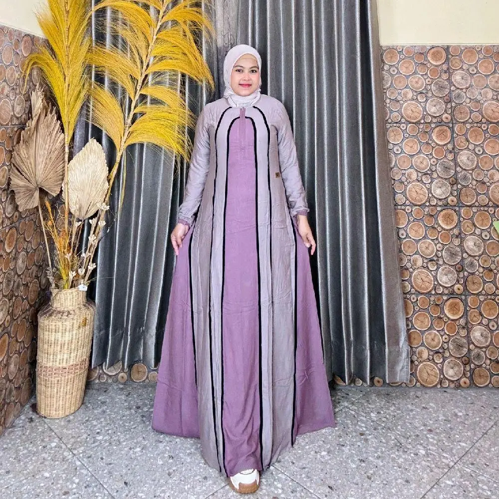 Gamis Amanda Julia Rayon Twill Premium Kombinasi List Polos (Free Pouch, Goodie Bag) Gamis Amanda Julia Rayon Twill Premium Kombinasi List Polos (Free Pouch, Goodie Bag)