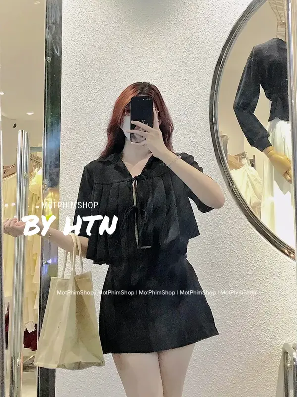 SET đồ nữ hai món áo croptop và chân váy chữ A, SET MOON 1