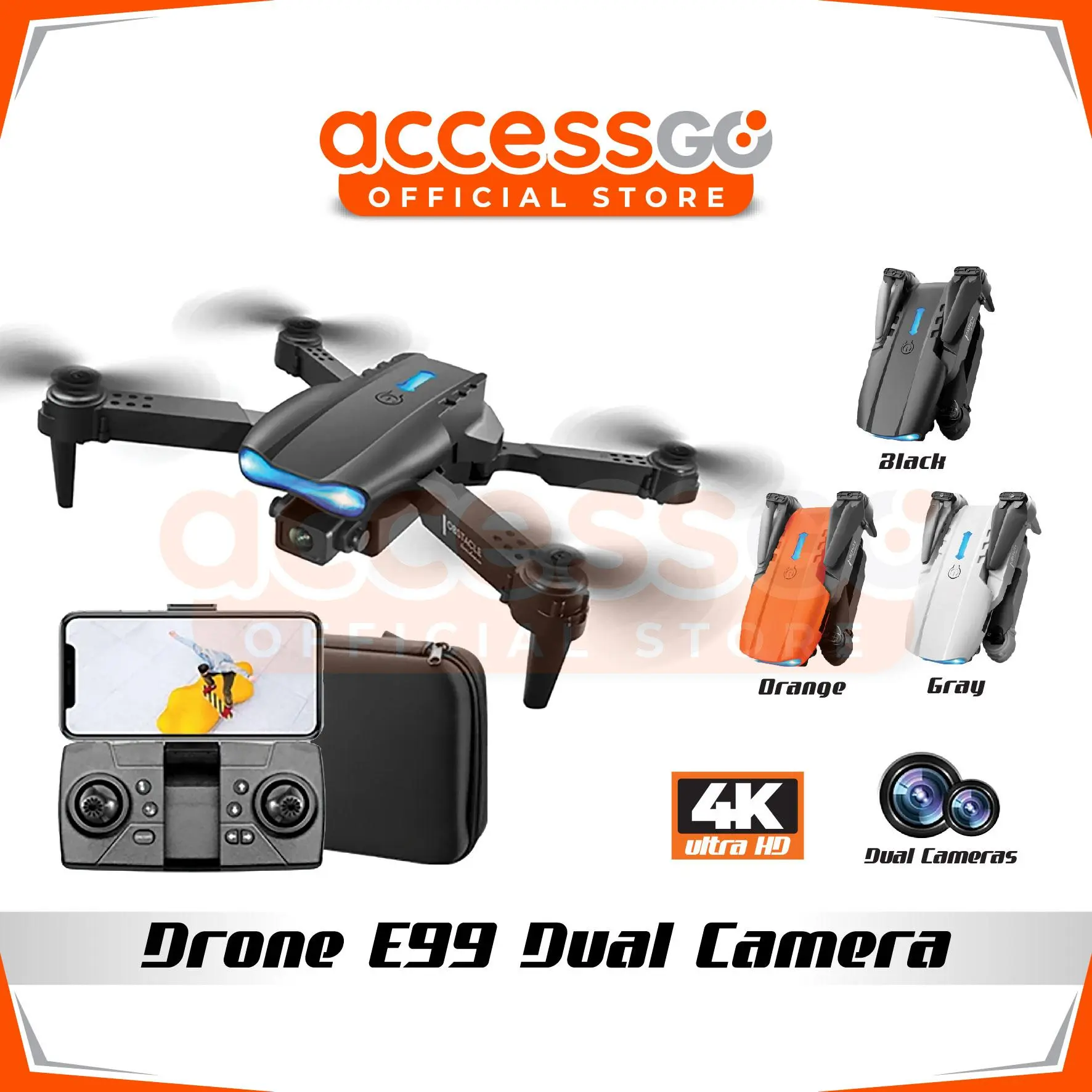 Drone E99pro Accessgo Smart Obstacle Dual Camera 4K Aksesoris Kamera