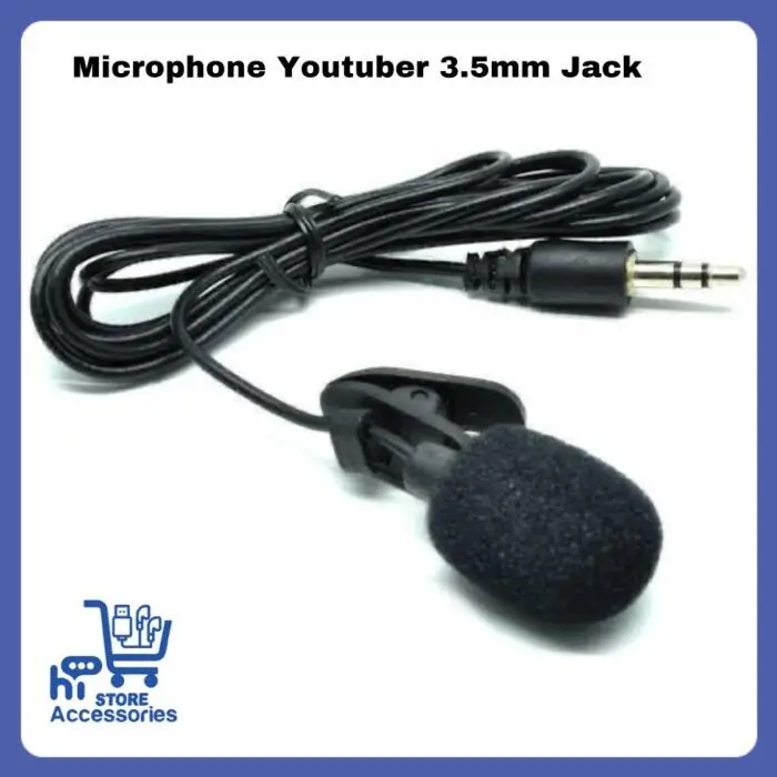 Mic Clip On | Cable Microphone Youtuber Vlog 3.5mm Jack | Mikrofon Kabel Smule Vlogger | Spliter U 1
