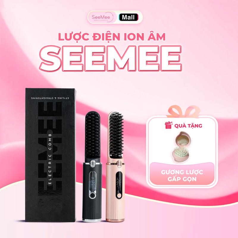  Seemee - Lược điện không dây ion âm Seemee  BẢO HÀNH 12 THÁNG  - Tặng gương lược gấp gọn 