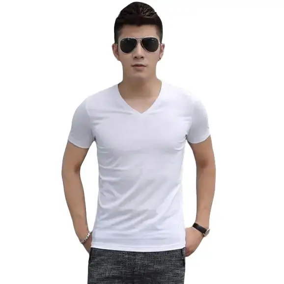 Áo Thun Cổ Tim Nam và nữ Dày Đẹp Màu ( trắng, xám, đen) Top  Menswear Cổ TIM Cotton Cổ Tròn 0
