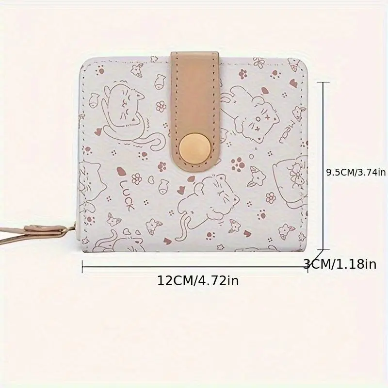 Cute Cat Pattern Zipper Coin Purse, Lightweight Coin Purse with Multiple Card Slots, Portable Fashionable Storage Bag for Teenager, Student, Teacher 1