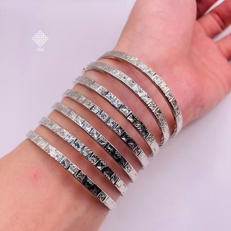 Lắc tay ximen trắng 4 li Vòng tay ximen trắng chất liệu titan không phai màu không rỉ sét Vòng ximen bộ 7 chiếc trangsucmoiluatuoi.RIN