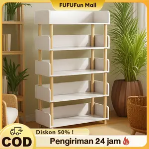 Fur-Rak Penyimpanan Rak Buku Berdiri Di Lantai Ruang Tamu Rak Display Rumah Kecil Sederhana 2/3/4/5/6 Lapisan Rak Buku Anak-anak Kamar Tidur Lemari Rak Buku