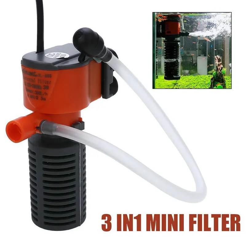 Máy lọc nước bể cá, với máy bơm tăng áp, để tăng lượng oxy, giải pháp lọc mini 3 trong 1, cho bể cá 3