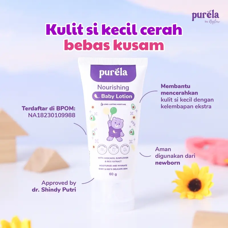 Purela Combo Glowing Skincare Baby Face Cream + Body Lotion Bahan Alami dan Organik Bayi Pembersih 0