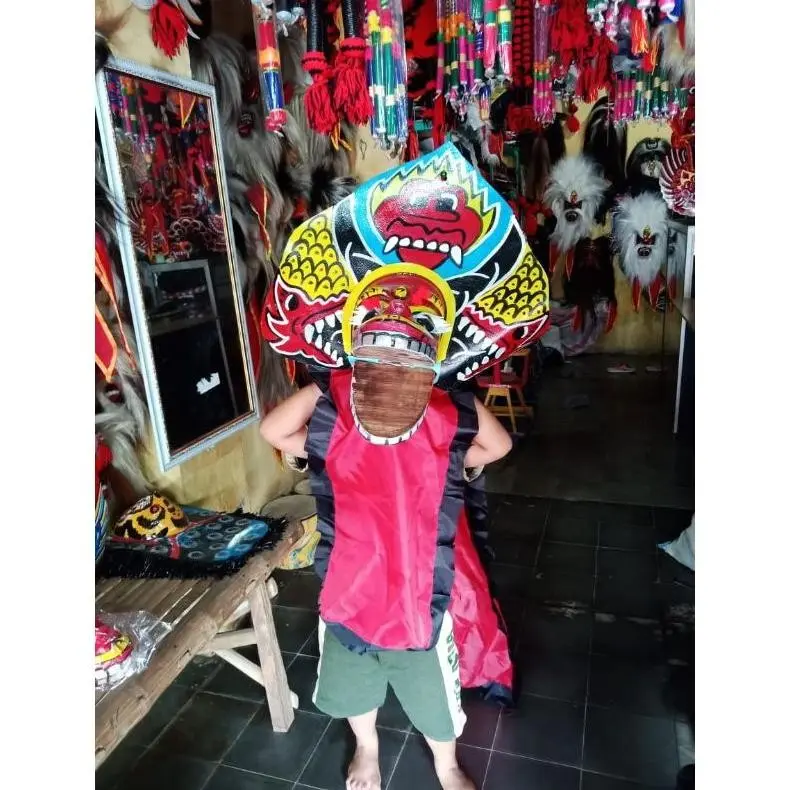 BEST SELLER PROMO BARONGAN PLIPIT ROMO MAINAN ANAK Barongan Anak SD Brongan Plipit Premium / Barongan Spon Caplok Kain Panjang / Barongan ponorogo PLIPIT / barongan anak barongan devil caplok kayu 2