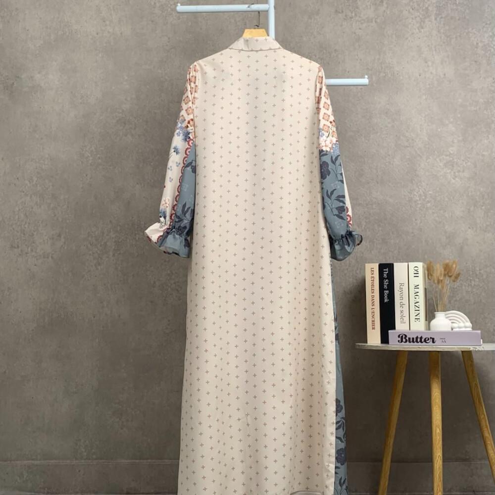 Asaya Gaun elegan dengan motif posisi mode lengan panjang