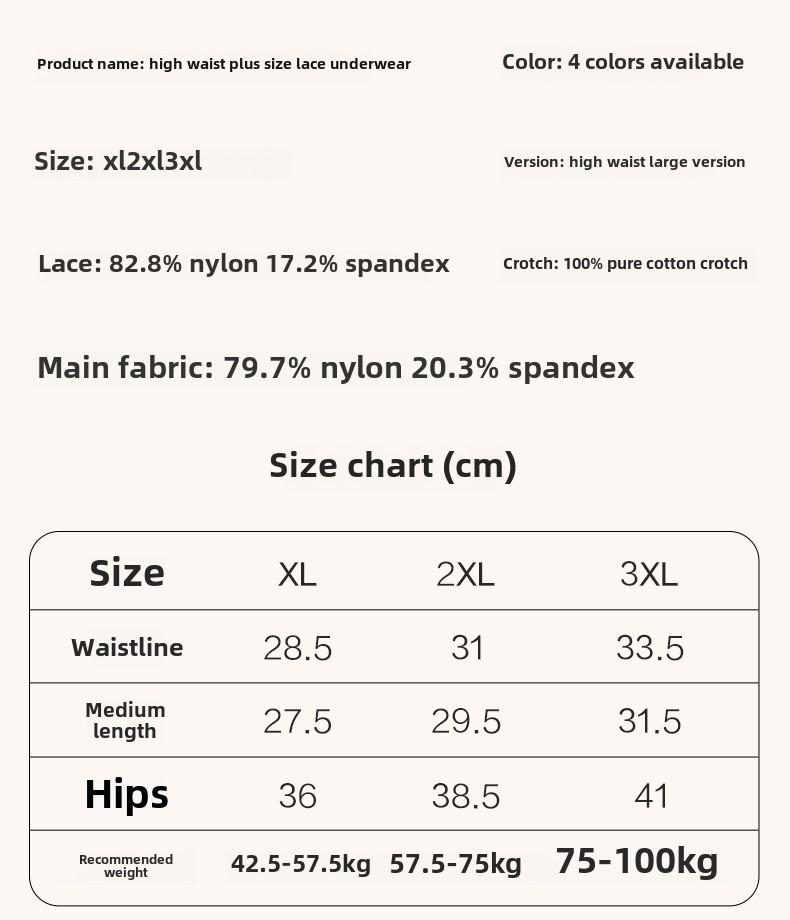 Product Introduction of Sexy underwear women's lace large size high waist extended crotch 7A antibacterial thin section seamless 200 pounds plus fat for women Panty Womenswear 0