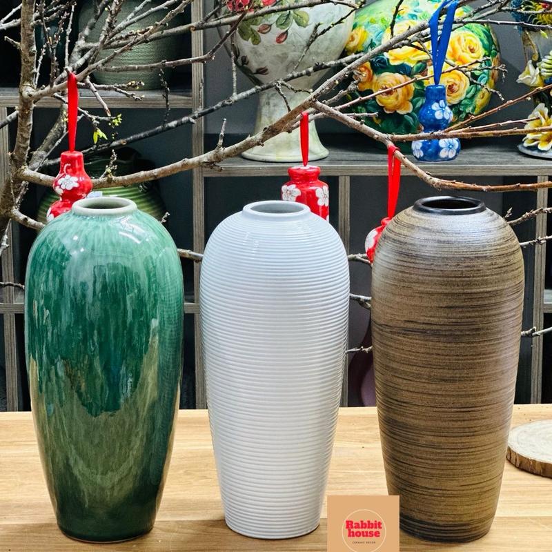 Bình gốm cắm hoa Bát Tràng dáng bom miệng nhỏ mã B728