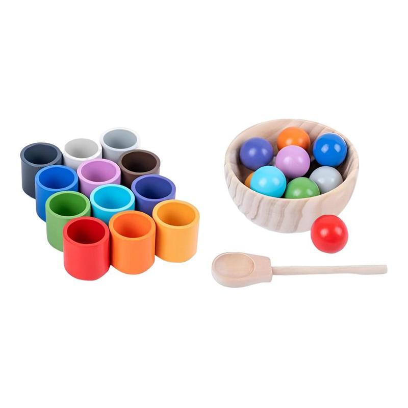 Rainbow Ball in Cups Montessori Toy Color Classification Sorter ...