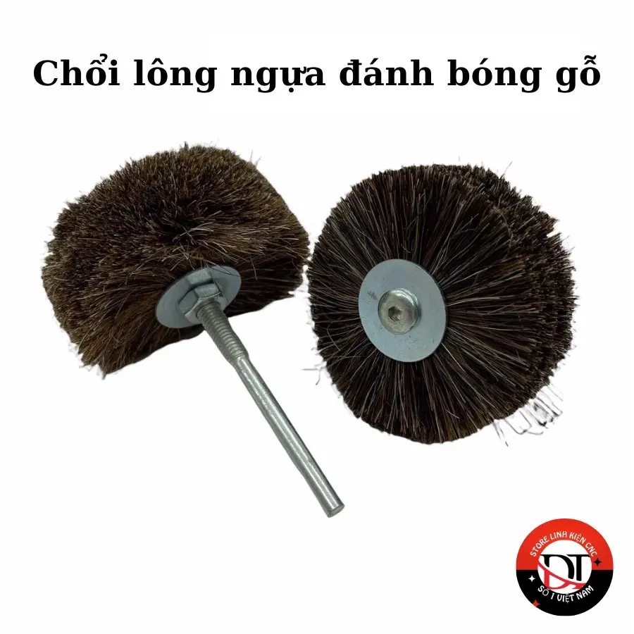 Chổi lông ngựa đánh bóng gỗ mềm - Chổi lông lắp khoan cầm tay tiện lợi, chuyên dụng cho nghành CNC, làm mộc