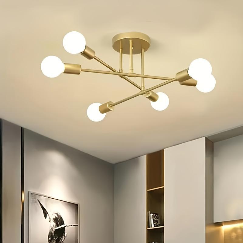 Modern Minimalist 6-head Ceiling Light, Creative Home Decorative Light Compatible with E26/E27 Bulbs, Fashionable Ceiling Lights for Bedroom & Living Space 0