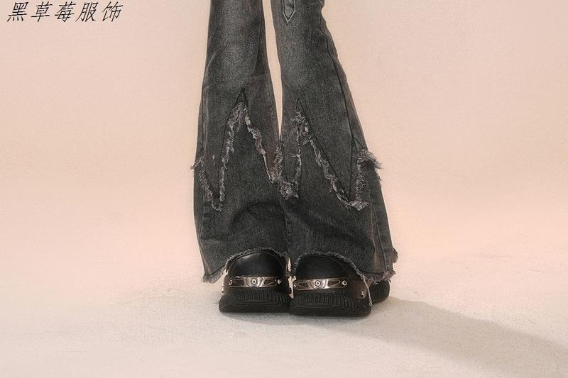 Product Introduction of Quần Dài Ống Loe Denim, Cỡ Nhỏ Kiểu Mỹ, Thiết Kế Ôm Sát, Đường Khâu Sờn, Phong Cách Cổ Điển Nhỏ Màu Đen Và Xám, Dành Cho Thời Trang Thu Đông Của Phụ Nữ Women Pants 16